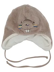 Vorschaubild 1 von Kinder Mütze Gr. 47 (9-12 Mon.) Braun Biber Tiermotiv Casual
