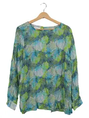 Vorschaubild 1 von Damen Bluse Langarm Gr. 46 Blätter Muster Türkis Grün