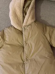 Vorschaubild 8 von Kinder Steppjacke Gr. 86 Beige mit Teddyfell-Details Kapuze