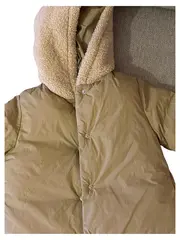 Vorschaubild 7 von Kinder Steppjacke Gr. 86 Beige mit Teddyfell-Details Kapuze