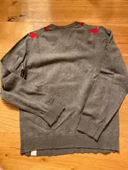 Vorschaubild 2 von Herren Pullover V-Ausschnitt Argyle Grau Gr. M Baumwolle Preppy