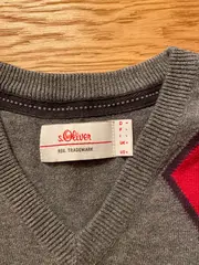 Vorschaubild 5 von Herren Pullover V-Ausschnitt Argyle Grau Gr. M Baumwolle Preppy