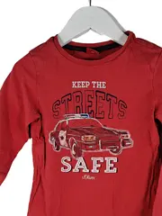 Vorschaubild 3 von Langarmshirt Jungen Gr. 104 Rot Polizeiauto Print Baumwolle