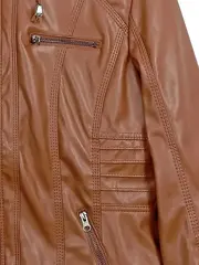 Vorschaubild 7 von Damen Kunstlederjacke mit Kapuze Braun Gr. 40/L Modern