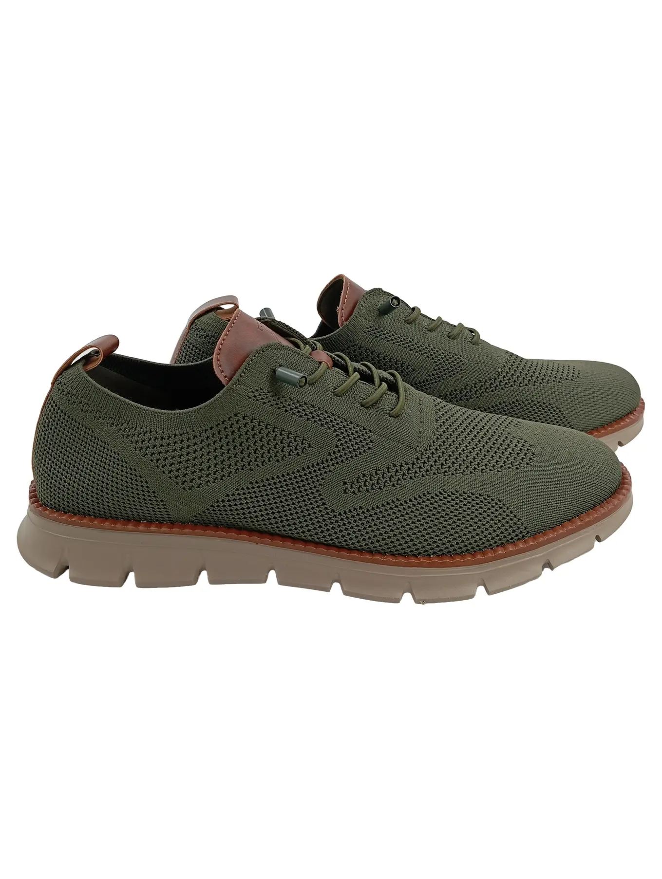 BREEZE Herren Schnürschuhe Oliv Gr. 45 Casual Sneaker-Look