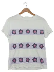 Vorschaubild 1 von Damen T-Shirt Gr. 3XL Weiß Blumen Glitzer