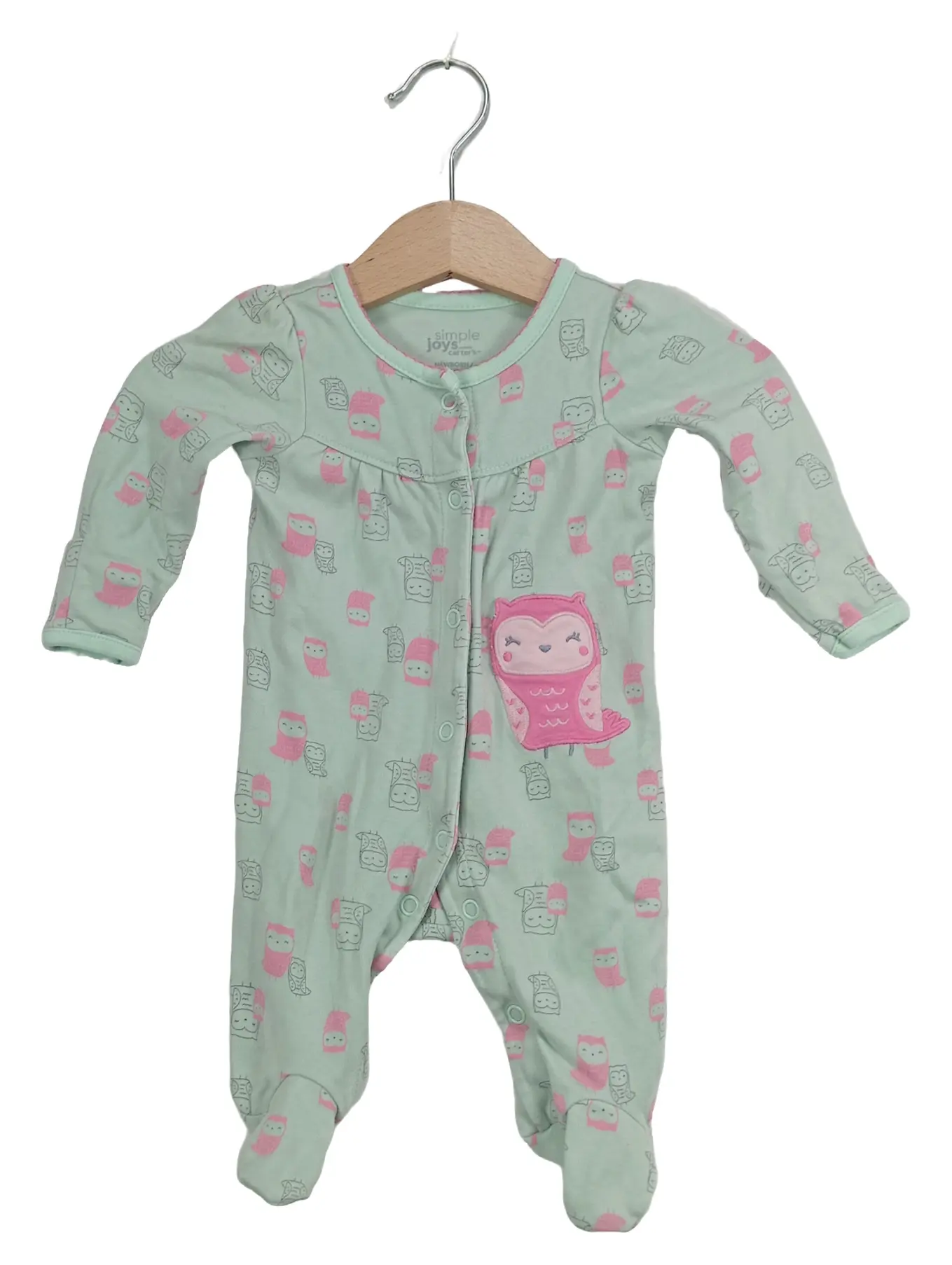 SIMPLE JOYS BY CARTER'S Schlafanzug Baby Mädchen Gr. 56 Grün Baumwolle Tiermotiv