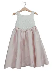 Vorschaubild 1 von Festliches Kleid Mädchen Gr. 110 Weiß Rosa Spitze Schleife Elegant