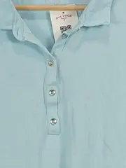 Vorschaubild 2 von Damen Poloshirt Gr. 52 Blau Casual mit Glitzer Schriftzug Kurzarm