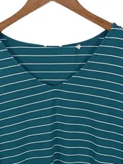 Vorschaubild 3 von Damen T-Shirt Gr. 46/3XL Petrol Gestreift Casual Viskose