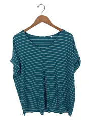 Vorschaubild 1 von Damen T-Shirt Gr. 46/3XL Petrol Gestreift Casual Viskose