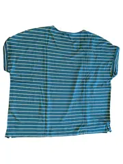 Vorschaubild 2 von Damen T-Shirt Gr. 46/3XL Petrol Gestreift Casual Viskose