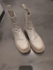 Vorschaubild 3 von MNG Damen Stiefelette Chelsea Boots Gr. 39 Beige Casual Leder Optik