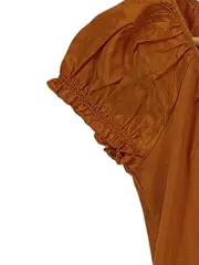 Vorschaubild 3 von Damen T-Shirt Kurzarm Braun Gr. 36/S Baumwolle Raffungen Freizeit