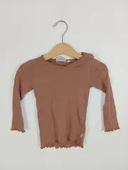 Vorschaubild 2 von Langarmshirt Mädchen Gr. 86 Rosa Rippstrick Rüschen Baumwolle