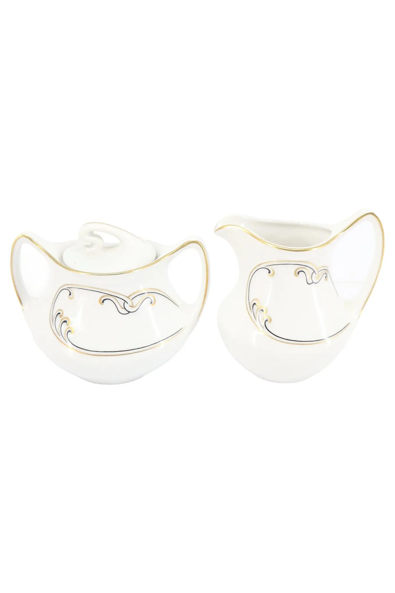 JAEGER BAVARIA Milch Zucker Set Porzellan Weiß Grafisch Elegant