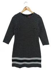 Vorschaubild 1 von Damen Etuikleid Gr. 34/XS Schwarz Gestreift Klassisch Elegant Business