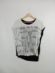 Vorschaubild 2 von Damen T-Shirt Modern Print Schwarz Gr. 40/L Viskose