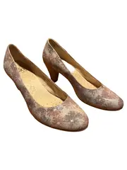 Vorschaubild 5 von onAIR Pumps Damen Gr. 39 Beige Floral Leder Blockabsatz 8cm