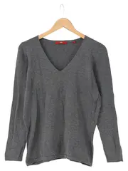 Vorschaubild 1 von Pullover Damen Gr. 40/M Grau V-Ausschnitt Basic