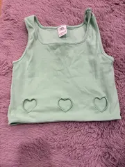 Vorschaubild 2 von Mädchen Tank Top Gr. 164 Grün Herz Cut-Outs Rippstrick Sommer Shirt