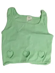 Vorschaubild 1 von Mädchen Tank Top Gr. 164 Grün Herz Cut-Outs Rippstrick Sommer Shirt