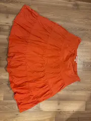 Vorschaubild 5 von Faltenrock Damen Orange Gr. 44 Seide Baumwolle Midirock