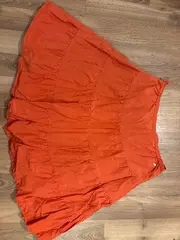 Vorschaubild 6 von Faltenrock Damen Orange Gr. 44 Seide Baumwolle Midirock