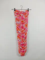 Vorschaubild 2 von Damen Abendkleid Blumenmuster Raffung Mehrfarbig Gr. 36/S