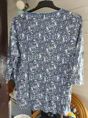 Vorschaubild 4 von Damen Bluse Gr. 46 Mehrfarbig Floral 3/4-Arm Casual Baumwolle