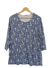 Vorschaubild 1 von Damen Bluse Gr. 46 Mehrfarbig Floral 3/4-Arm Casual Baumwolle