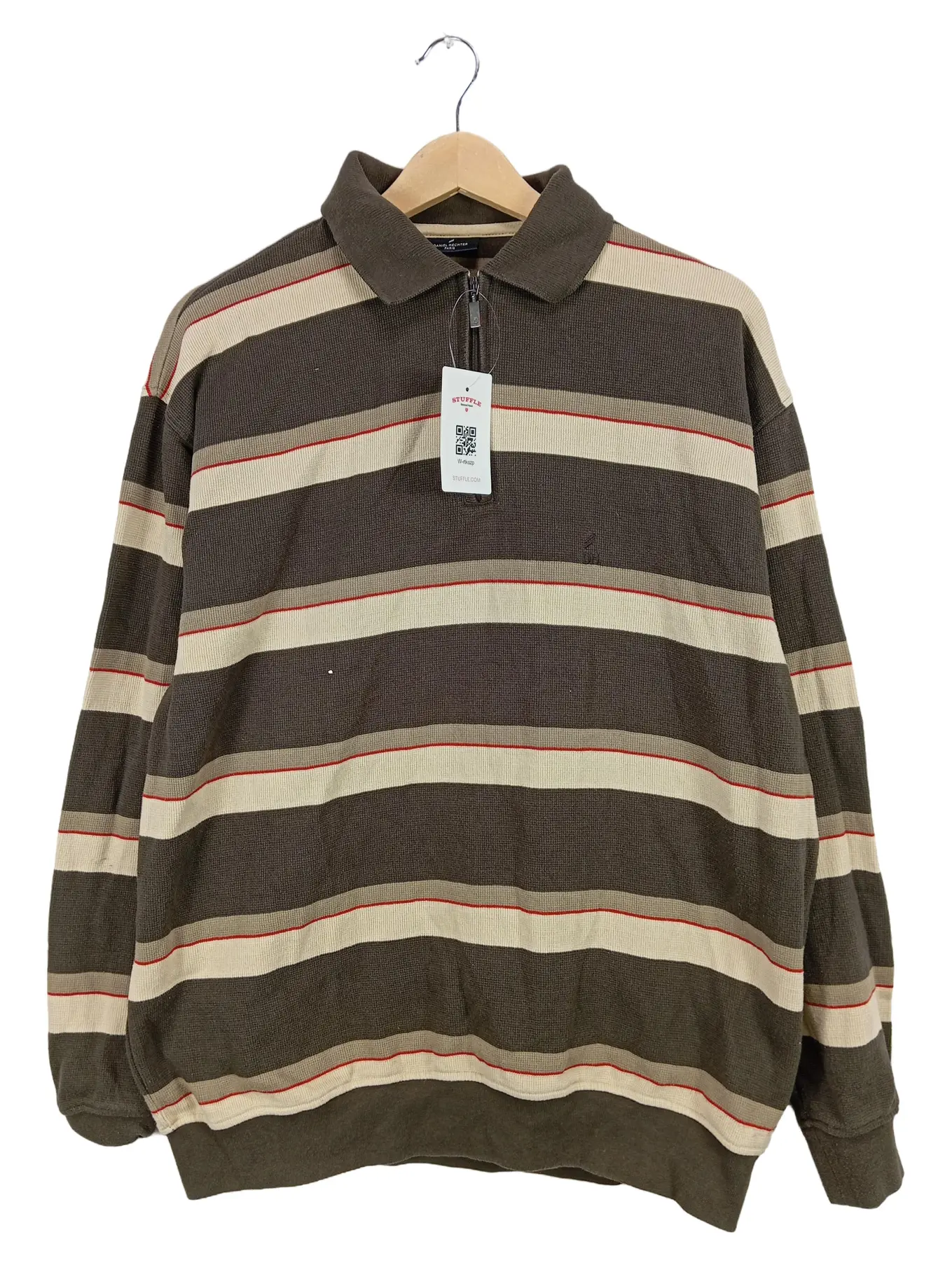 DANIEL HECHTER Pullover Herren Gr. 52/XL Braun Gestreift Freizeit Langarm