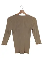 Vorschaubild 2 von Damen Pullover Gr. 38/M Beige Rippstrick 3/4-Arm Casual