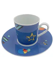 Vorschaubild 1 von Espressotasse Unterteller Blau Vintage Grafisch Sterne VIP