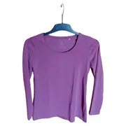 Vorschaubild 1 von Damen Langarmshirt Gr. 40 Lila Casual Basic Baumwolle Shirt