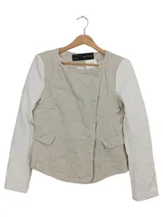 Vorschaubild 1 von Damen Leichte Jacke Gr. 36/S Beige Casual Leinen-Mix Strukturmuster