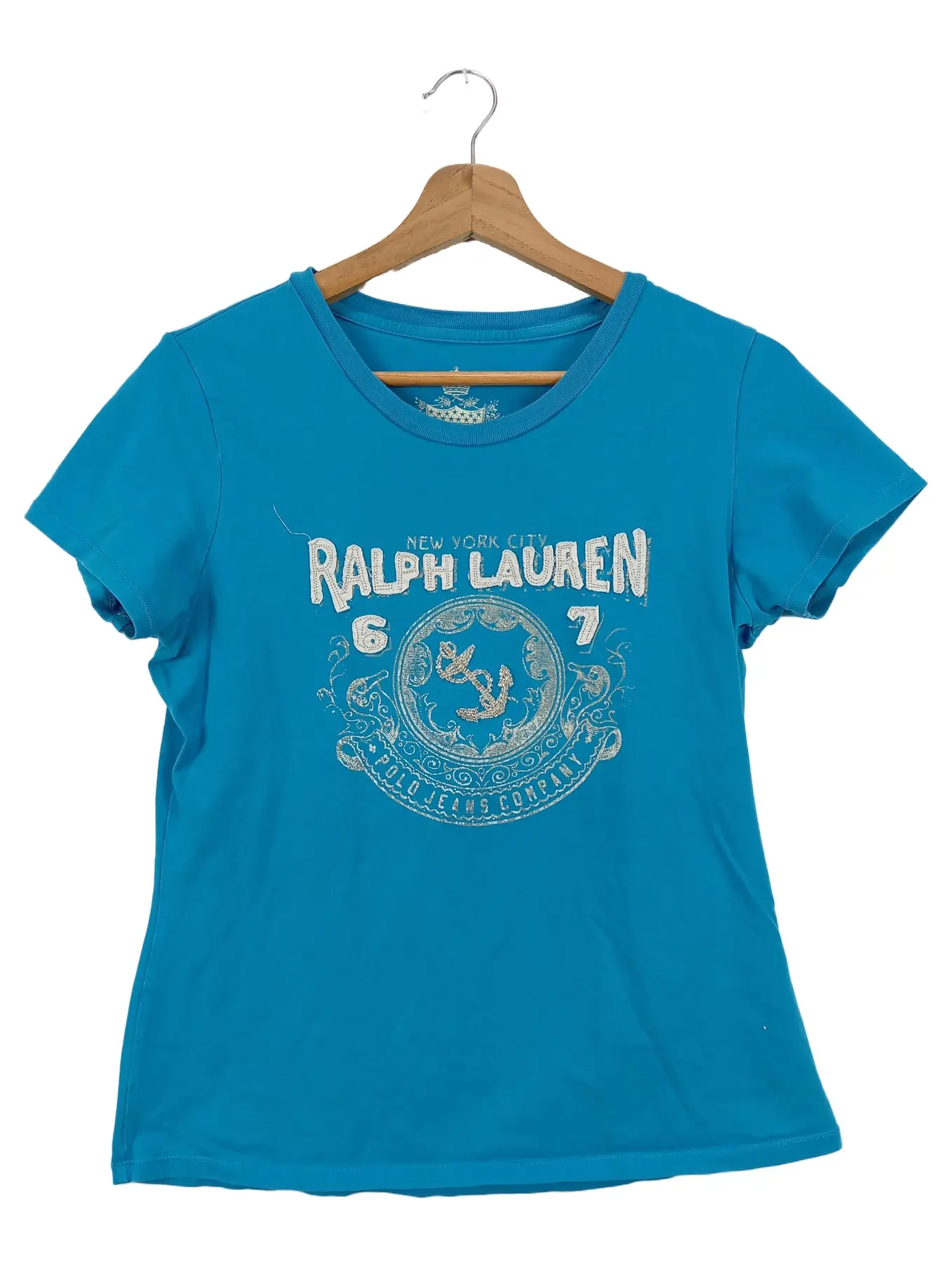 POLO RALPH LAUREN Damen T-Shirt Gr. 38/M Blau Casual Streetwear