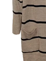 Vorschaubild 4 von Damen Strickjacke Beige Gestreift Gr. 40/L Casual Langarm