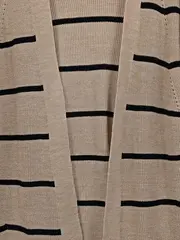 Vorschaubild 3 von Damen Strickjacke Beige Gestreift Gr. 40/L Casual Langarm