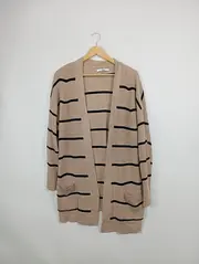 Vorschaubild 2 von Damen Strickjacke Beige Gestreift Gr. 40/L Casual Langarm