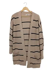 Vorschaubild 1 von Damen Strickjacke Beige Gestreift Gr. 40/L Casual Langarm