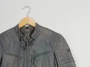 Vorschaubild 3 von Lederjacke Herren Gr. 50/L Grau Casual Bikerjacke