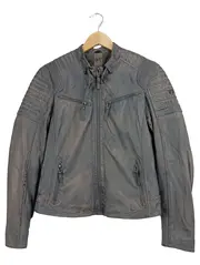 Vorschaubild 1 von Lederjacke Herren Gr. 50/L Grau Casual Bikerjacke