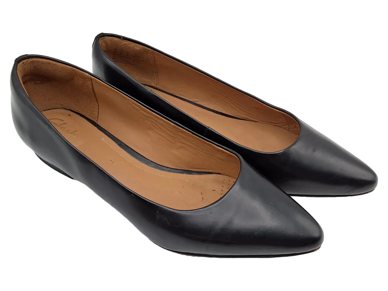 CLARKS Damen Leder Pumps Schwarz Gr. 38 Business Klassisch Flach Bequem