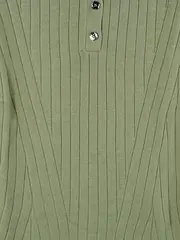 Vorschaubild 3 von Damen Poloshirt Grün Rippstrick Kurzarm Gr. 36 Baumwolle