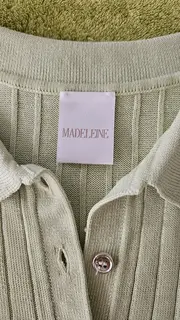 Vorschaubild 4 von Damen Poloshirt Grün Rippstrick Kurzarm Gr. 36 Baumwolle