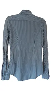 Vorschaubild 2 von Bluse Damen Hemd Gestreift Blau Gr. 34 XS Logo Baumwolle