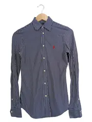 Vorschaubild 1 von Bluse Damen Hemd Gestreift Blau Gr. 34 XS Logo Baumwolle