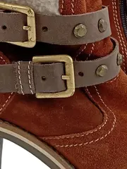 Vorschaubild 3 von Damen Stiefeletten Gr. 38 Braun Casual Fellbesatz Reißverschluss Schnallen