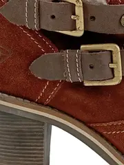 Vorschaubild 4 von Damen Stiefeletten Gr. 38 Braun Casual Fellbesatz Reißverschluss Schnallen